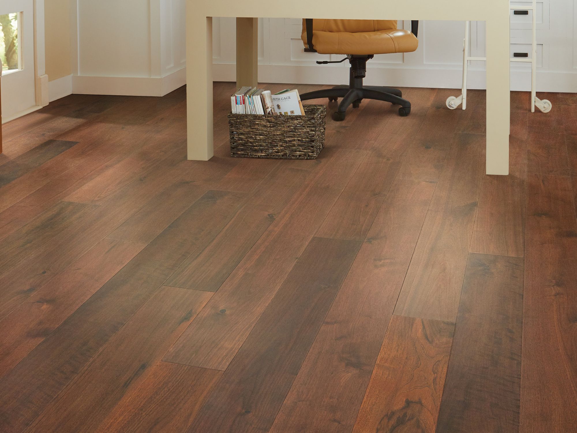 The Floor Trader hardwood flooring replacement in a home office