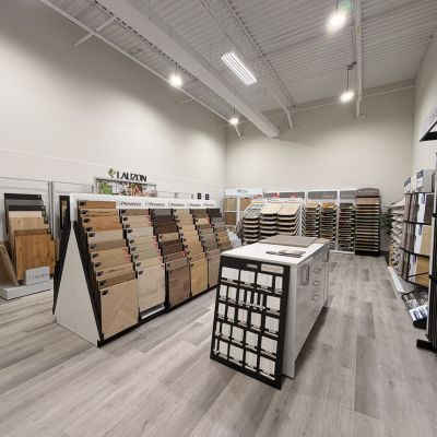 The Floor Trader Mississauga flooring showroom interior with flooring displays