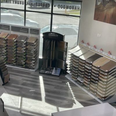 The Floor Trader of Mississauga showroom interior wood look flooring displays